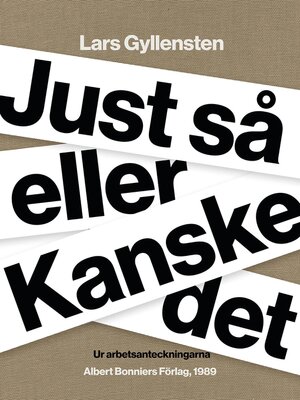 cover image of Just så eller Kanske det